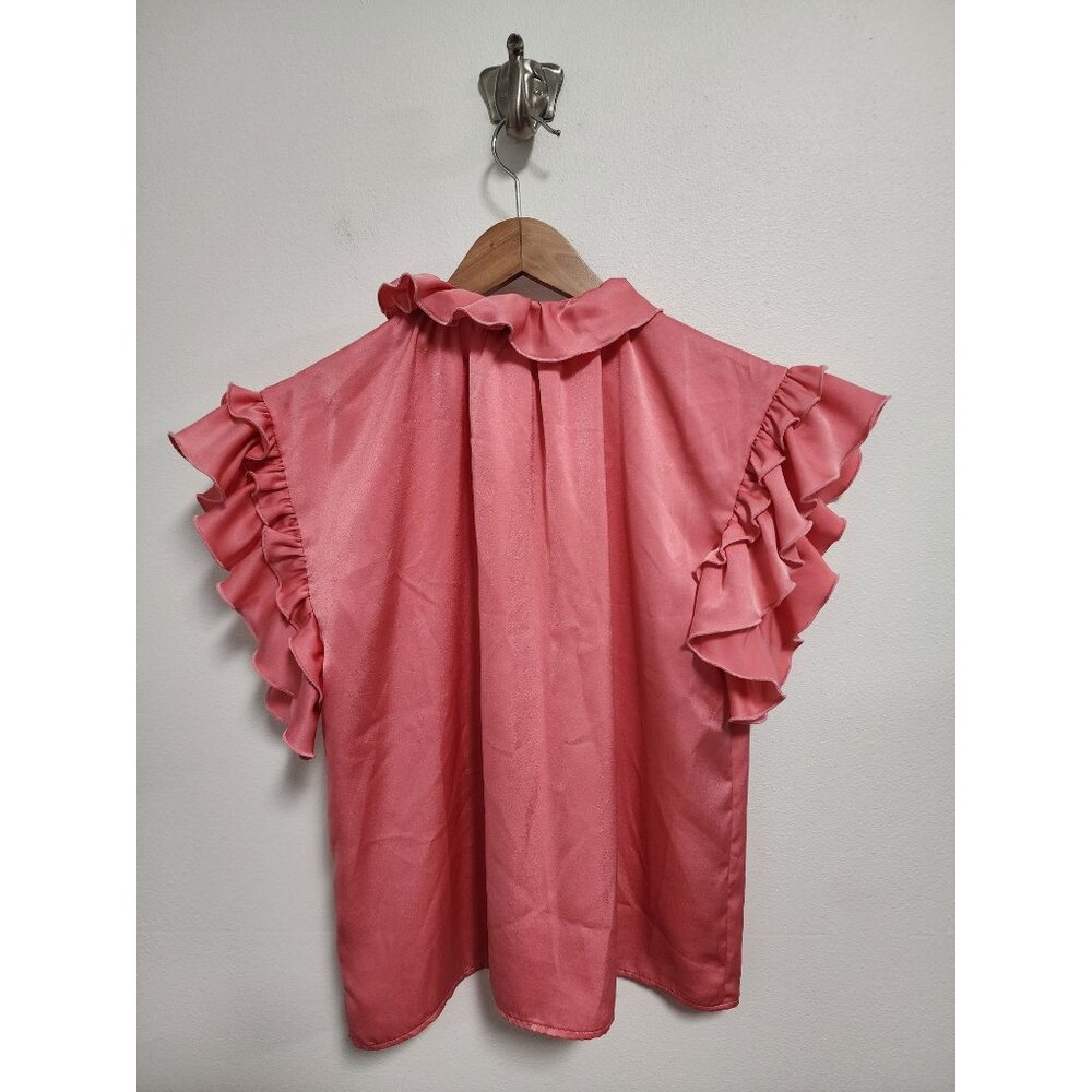 Koch Bubblegum Pink Pixie Polysatin Ruffle Blouse… - image 2